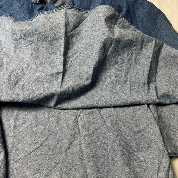 Robbie Bee Denim Jean Dress Size 14 Midi Shirt Dress Rhinestone Buttons Collared - Picture 11 of 13